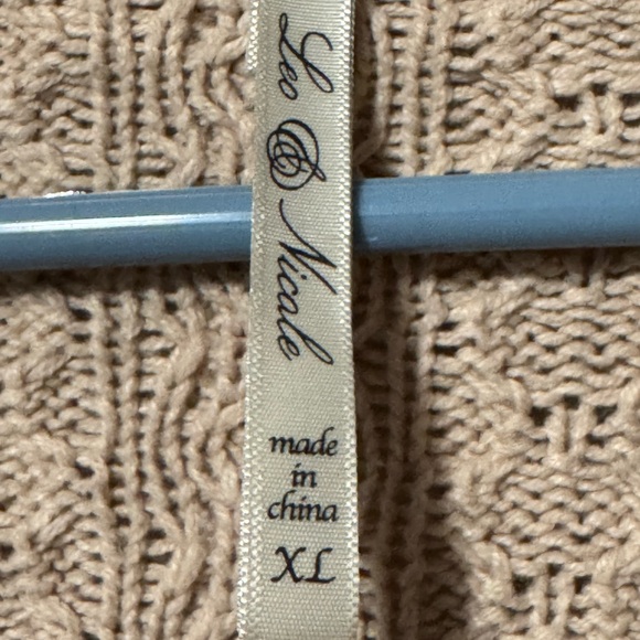 Leo & Nicole Cream Cardigan Sweater with Waterfall Collar - Picture 2 of 3